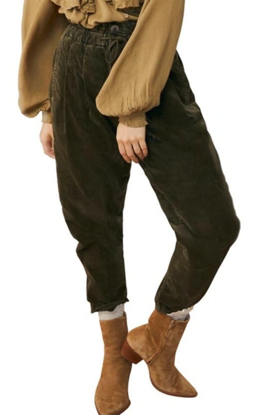 Free People Margate Corduroy Paperbag Waist Pants Baggy Straight Leg Trouser
